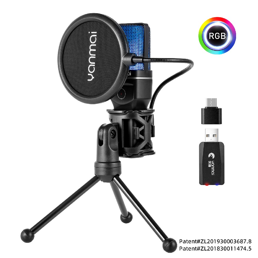 SF-777w wireless desktop microphone with pop filter tripod